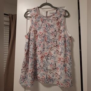 Layered Sheer & Sleeveless Floral Top